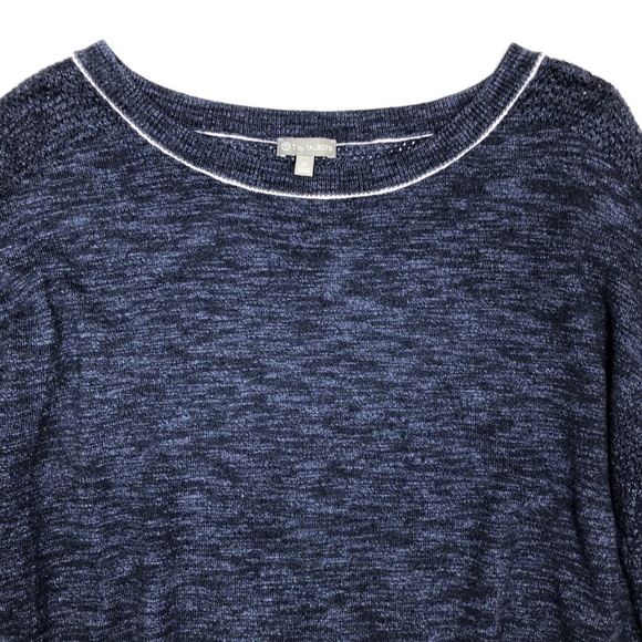 T by Talbots Slub Knit Drop Shoulder Pullover Sweater Navy Blue XL - Picture 5 of 6